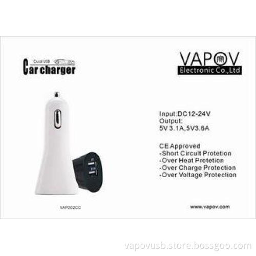 3.6A Intelligent PC Shell Dual USB Car Charger For Apple /